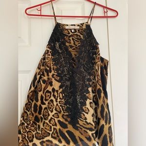 Wayf Cheetah blouse size Small Sexy blouse with plunging neckline